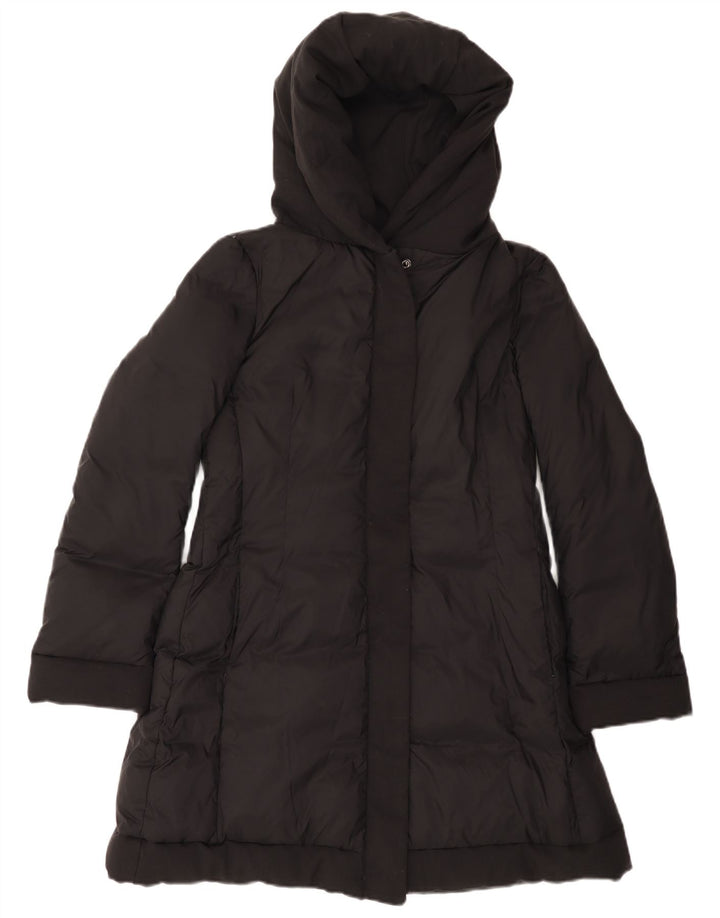 Benetton Womens Hooded Padded Coat UK 10 Small Black