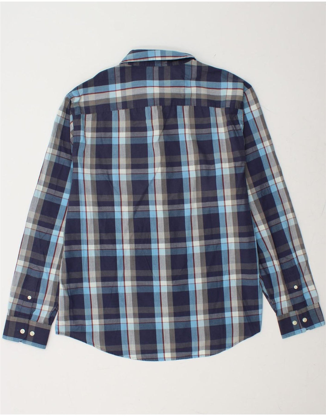 PENGUIN Mens Classic Fit Shirt Large Navy Blue Check Cotton