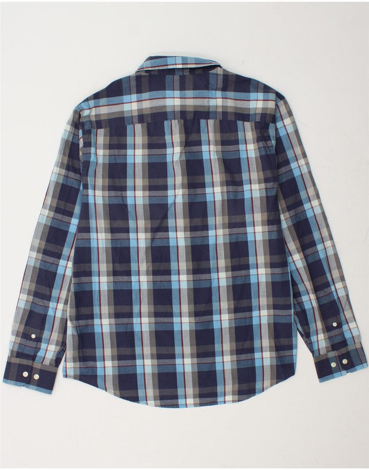 PENGUIN Mens Classic Fit Shirt Large Navy Blue Check Cotton