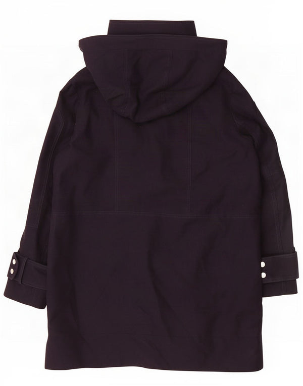 Whistles Womens Hooded Overcoat UK 14 Large Navy Blue Cotton