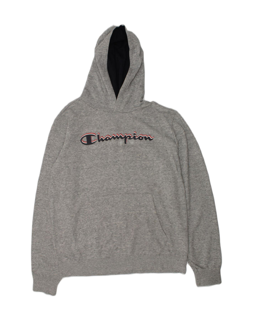 CHAMPION Boys Graphic Hoodie Jumper 15-16 Years 2XL Grey Cotton | Vintage Champion | Thrift | Second-Hand Champion | Used Clothing | Messina Hembry 