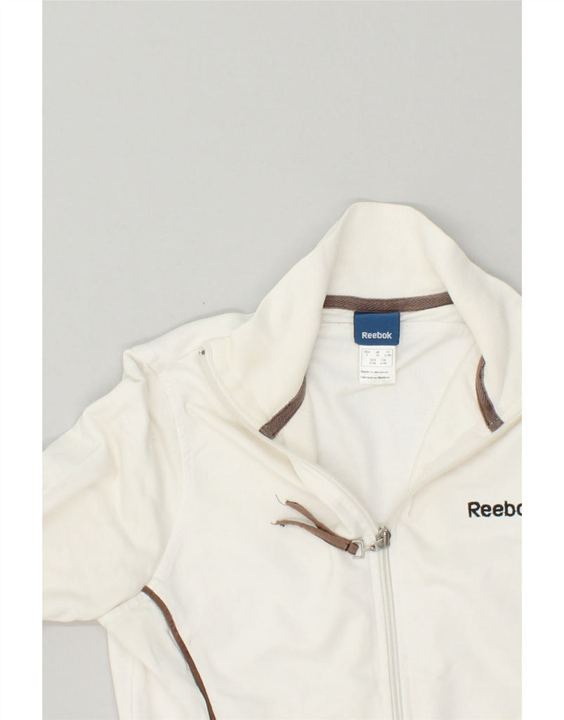 REEBOK Womens Tracksuit Top Jacket UK 10 Small White Cotton | Vintage Reebok | Thrift | Second-Hand Reebok | Used Clothing | Messina Hembry 