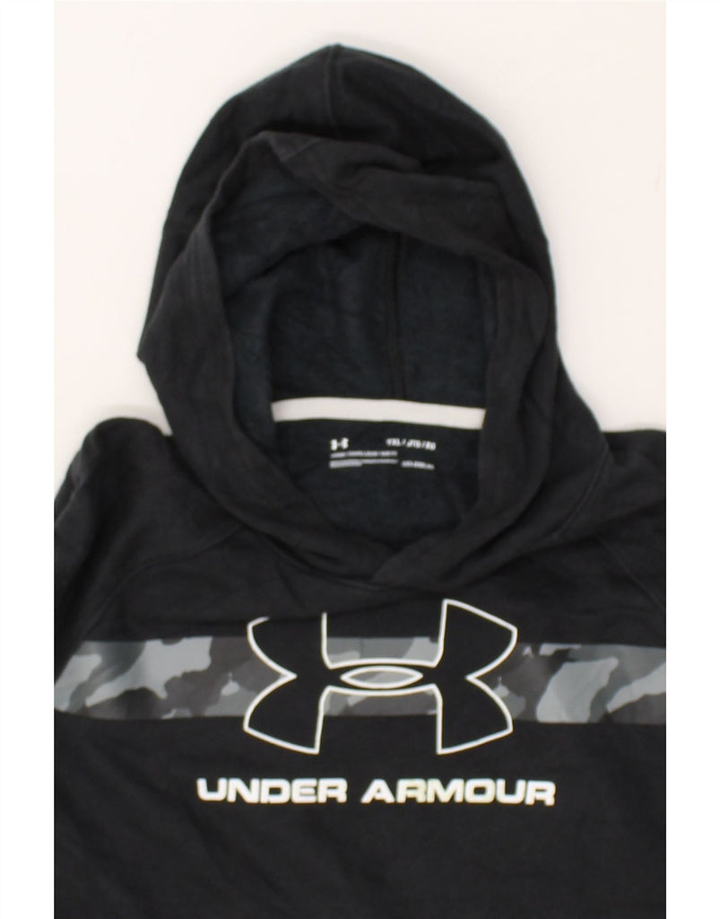 UNDER ARMOUR Boys Cold Gear Graphic Hoodie Jumper 11-12 Years XL Black | Vintage Under Armour | Thrift | Second-Hand Under Armour | Used Clothing | Messina Hembry 