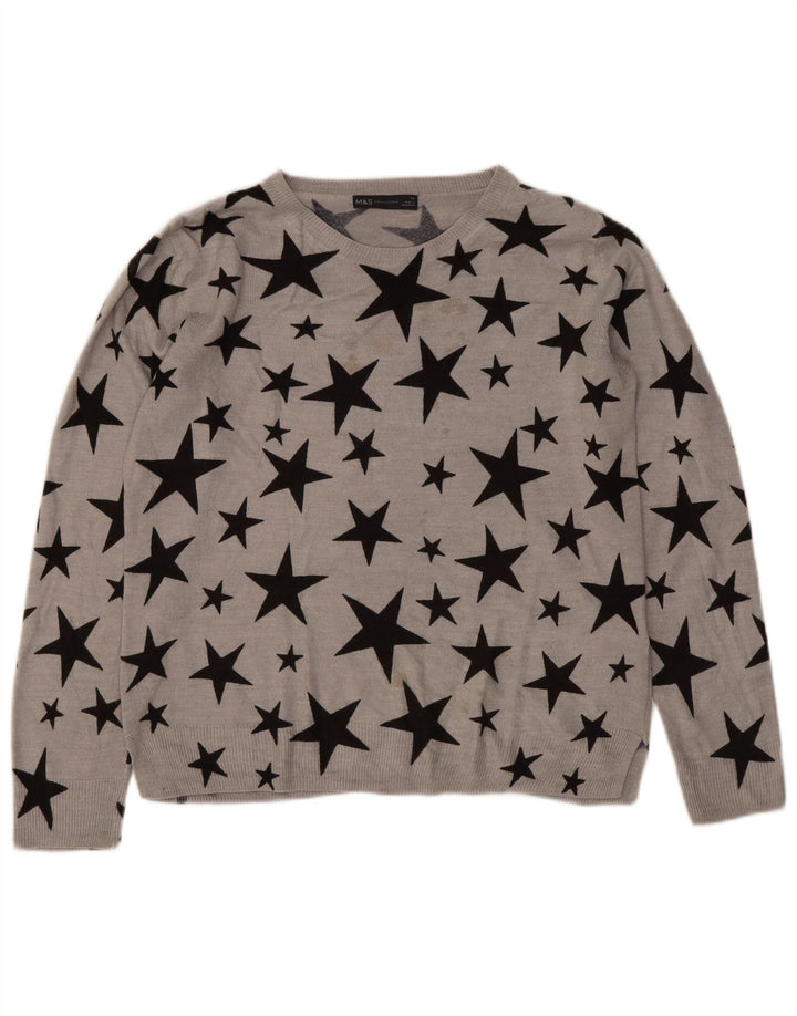 Marks & Spencer Womens Boat Neck Jumper Sweater UK 14 Large Grey