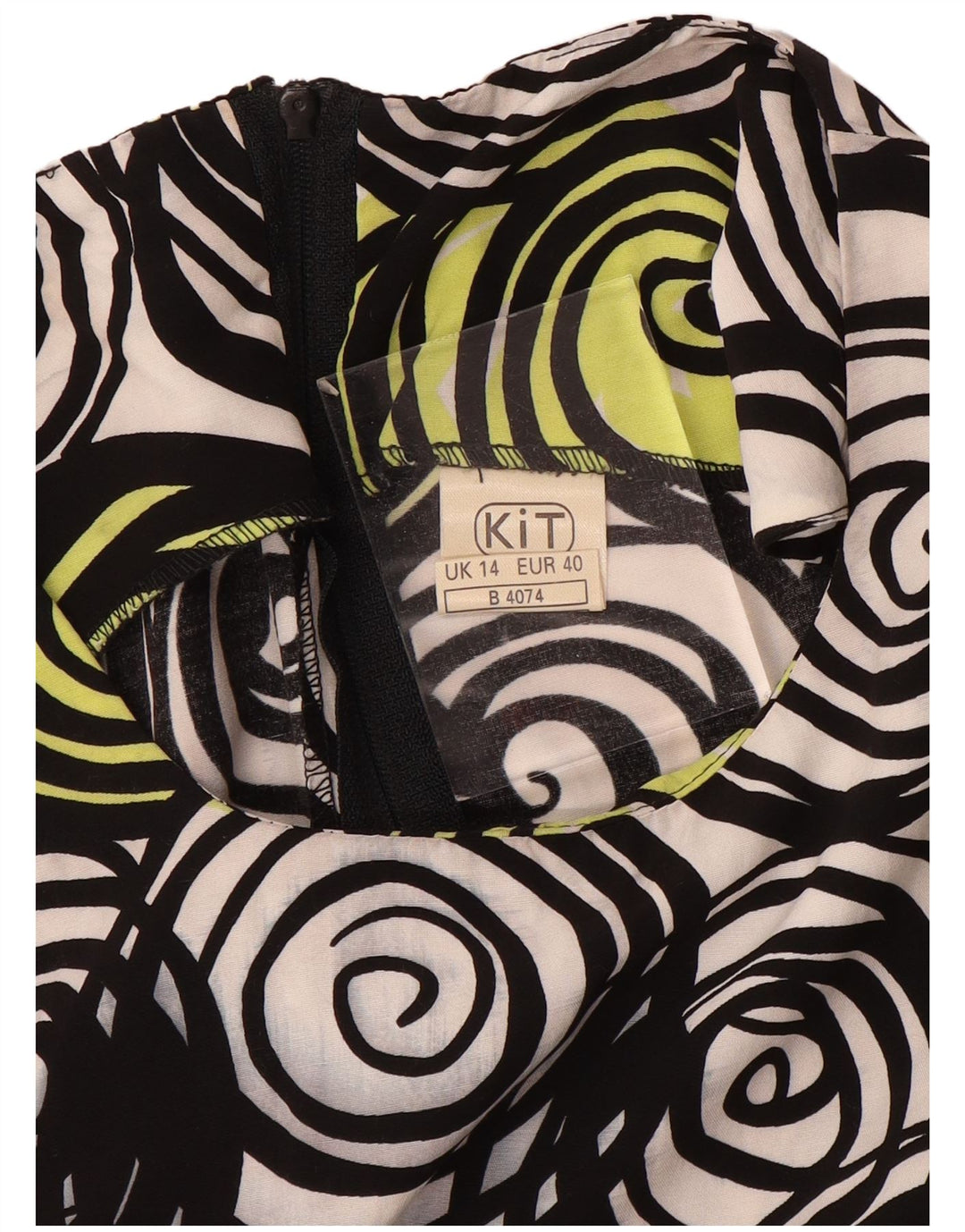 VINTAGE Womens Sleeveless A-Line Dress UK 14 Medium Black Geometric