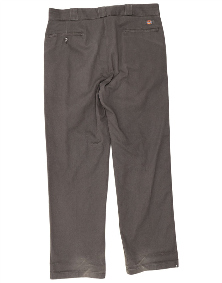 Dickies Mens Straight Chino Trousers W36 L32 Grey Polyester