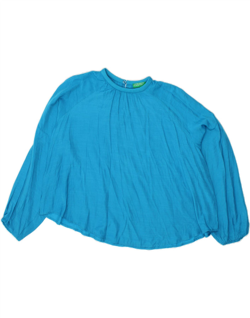 BENETTON Womens Oversized Long Sleeve Blouse Top UK 6 XS Blue Polyester Vintage Benetton and Second-Hand Benetton from Messina Hembry 