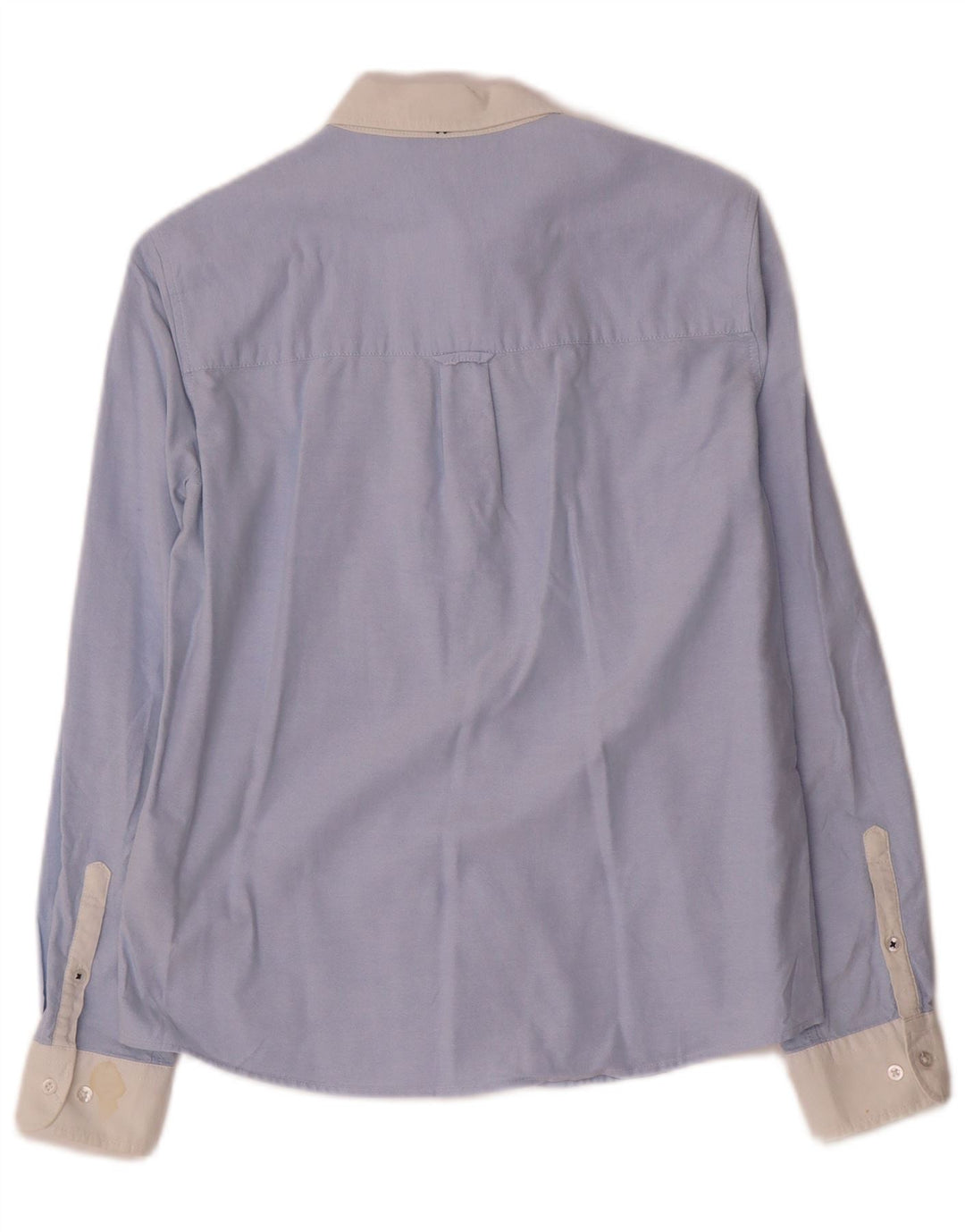 Benetton Womens Shirt UK 10 Small Blue Colourblock Cotton