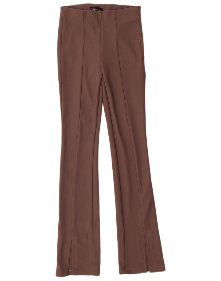 Zara Womens Bootcut Casual Trousers XS W24 L33 Brown