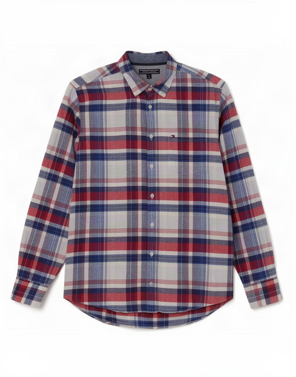 Tommy Hilfiger Mens Shirt Medium Blue Check Cotton