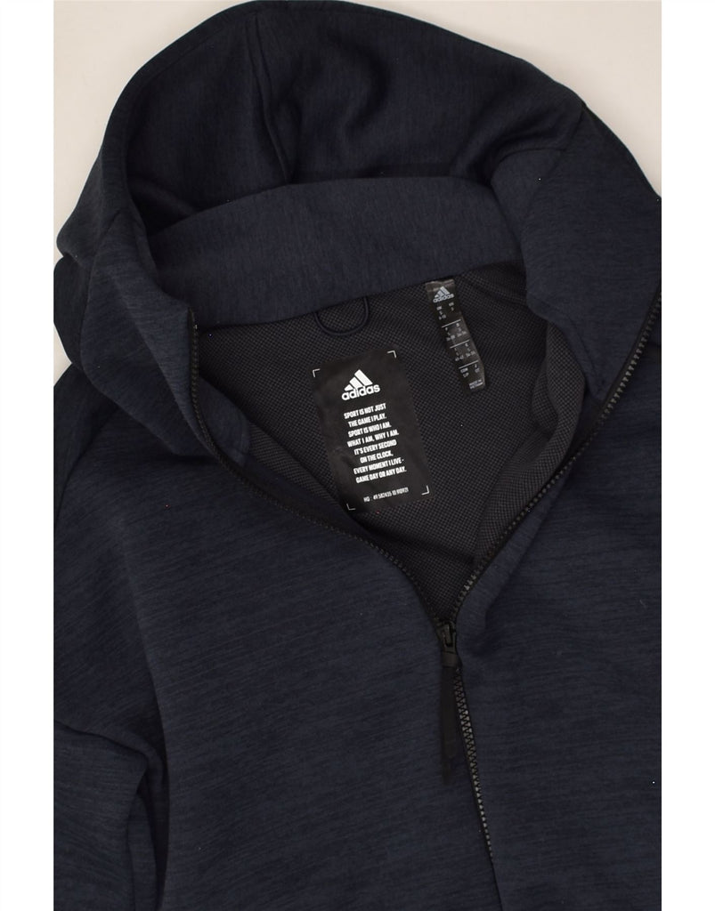 ADIDAS Womens Zip Hoodie Sweater UK 8/10 Small Navy Blue Pinstripe | Vintage Adidas | Thrift | Second-Hand Adidas | Used Clothing | Messina Hembry 