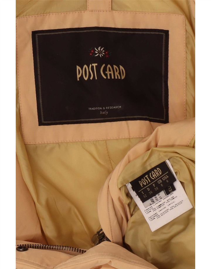 Post Card Womens Oversized Padded Coat UK 8 Small Beige Cotton