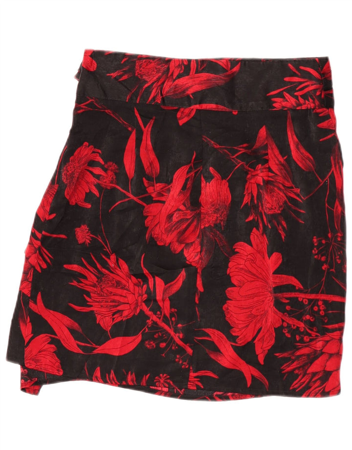 Zara Womens Mini Skirt Small W26 Black Floral Polyester