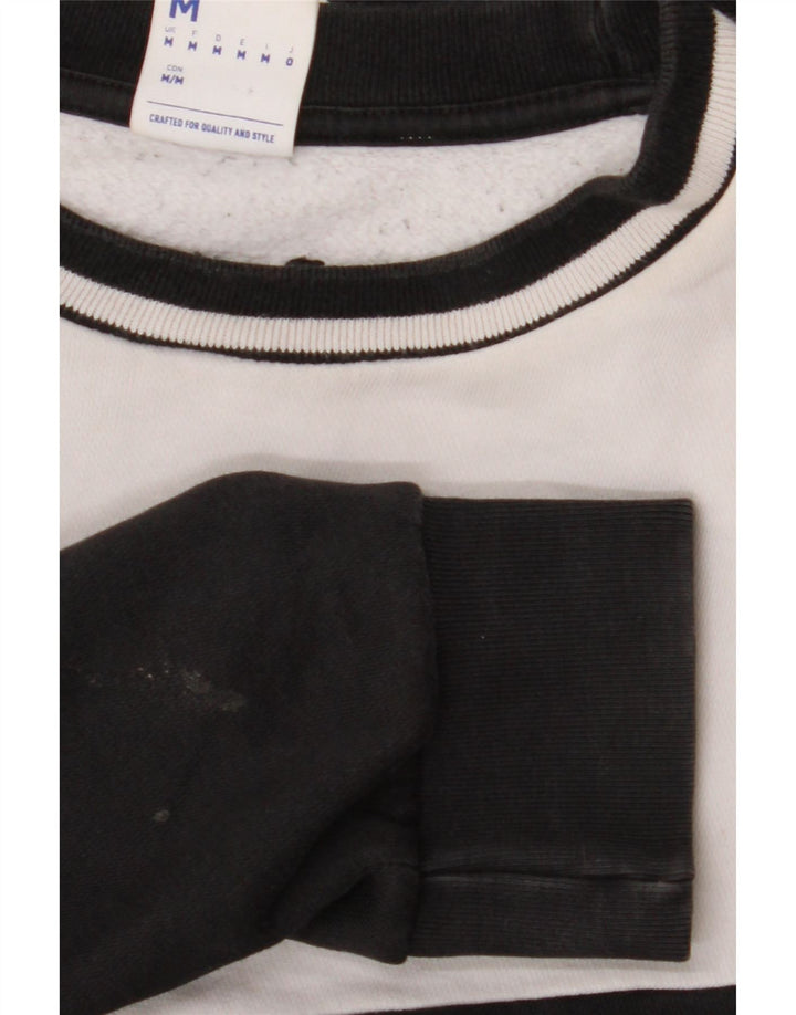 REEBOK Mens Graphic Sweatshirt Jumper Medium Black Colourblock Cotton