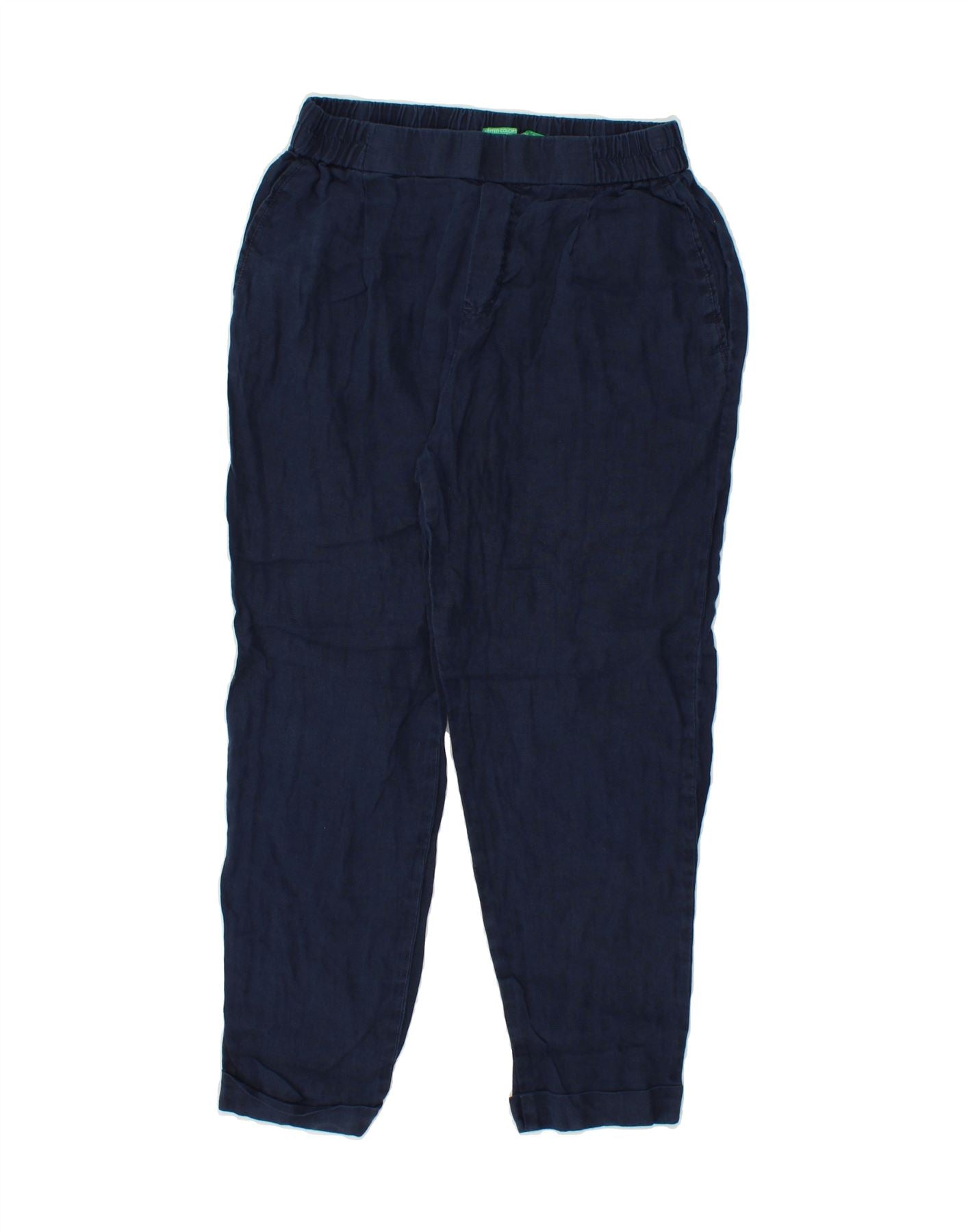 BENETTON Womens Crop Tapered Chino Trousers XS W26 L23 Navy Blue