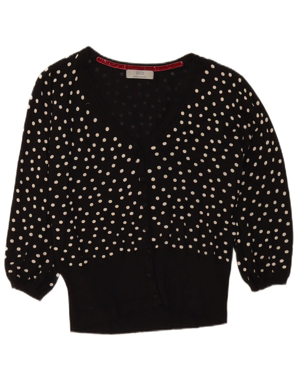 Marks & Spencer Womens Cardigan Sweater UK 14 Medium Black Spotted