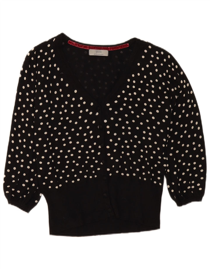 Marks & Spencer Womens Cardigan Sweater UK 14 Medium Black Spotted