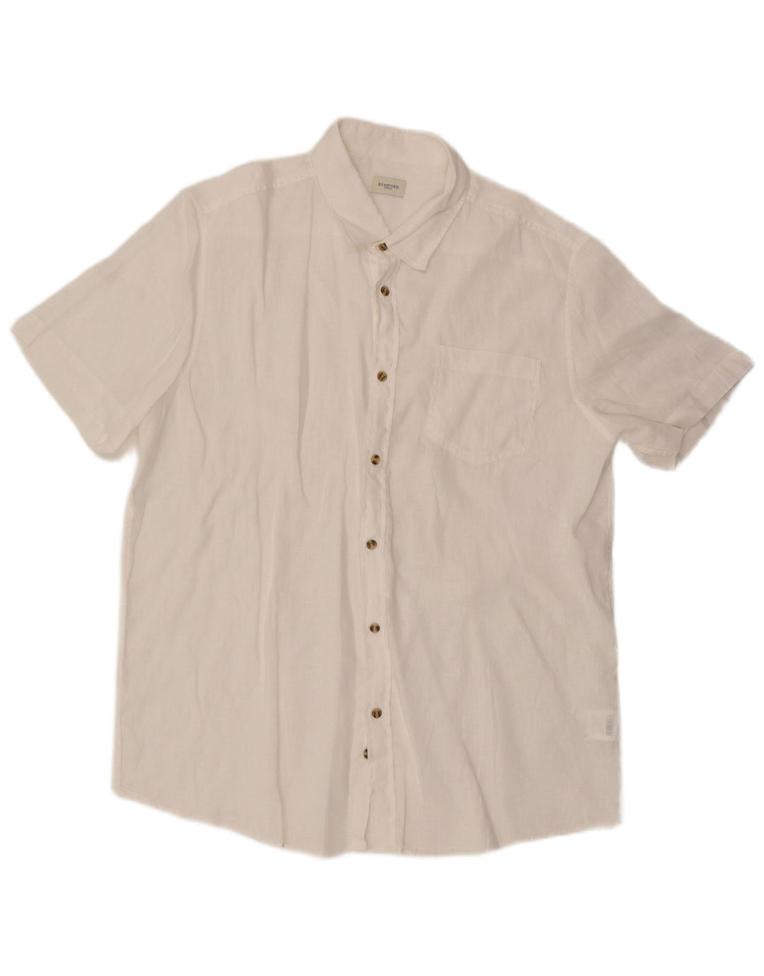 Vintage Mens Short Sleeve Shirt XL White Linen