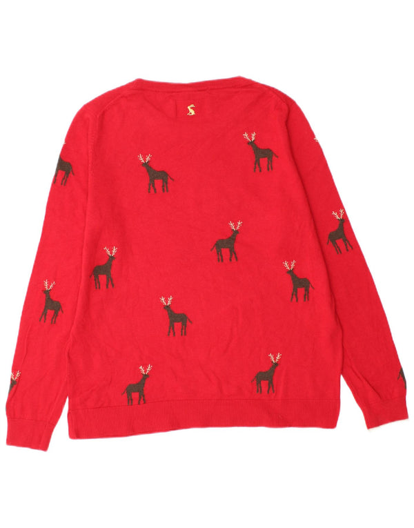 Joules Womens Crew Neck Jumper Sweater UK 14 Large Red Christmas