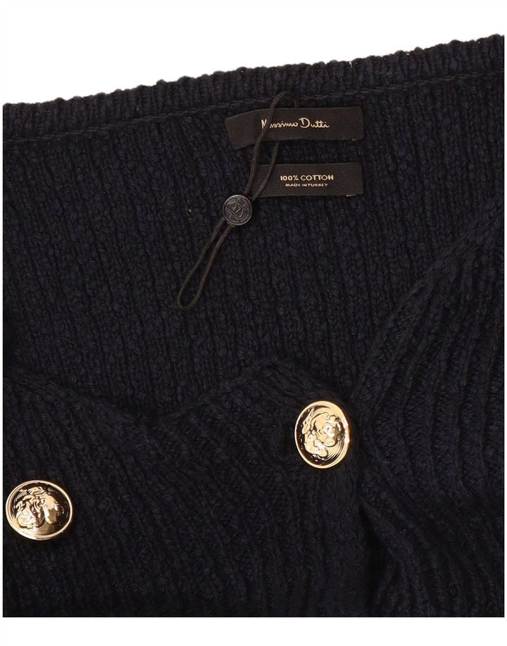 Massimo Dutti Womens Oversized Cardigan Sweater UK 14 Large Navy Blue