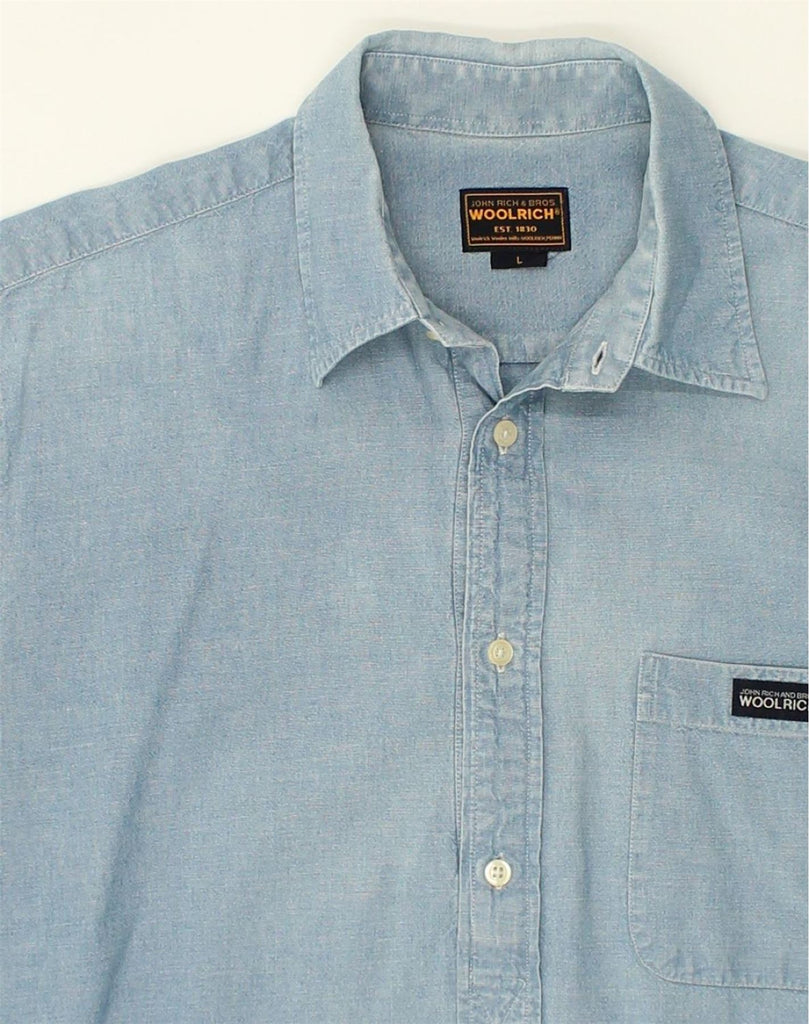 WOOLRICH Mens Polo Shirt Large Blue Cotton | Vintage Woolrich | Thrift | Second-Hand Woolrich | Used Clothing | Messina Hembry 