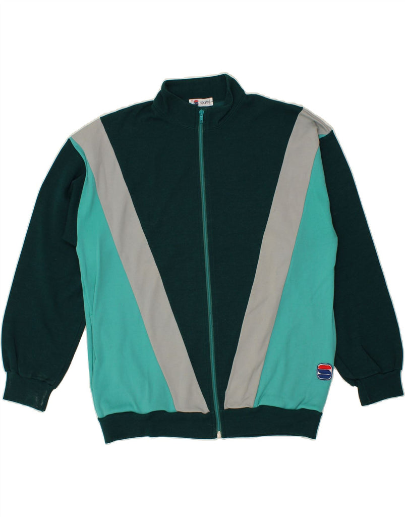 SPORTFUL Mens Tracksuit Top Jacket IT 52 Large Green Colourblock Polyester Vintage Sportful and Second-Hand Sportful from Messina Hembry 