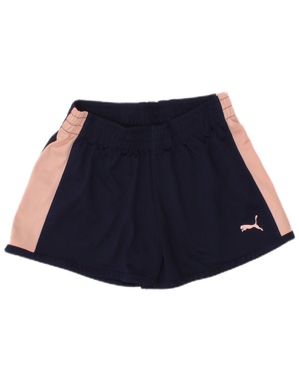 Puma Girls Sport Shorts 5-6 Years  Navy Blue Colourblock Polyester