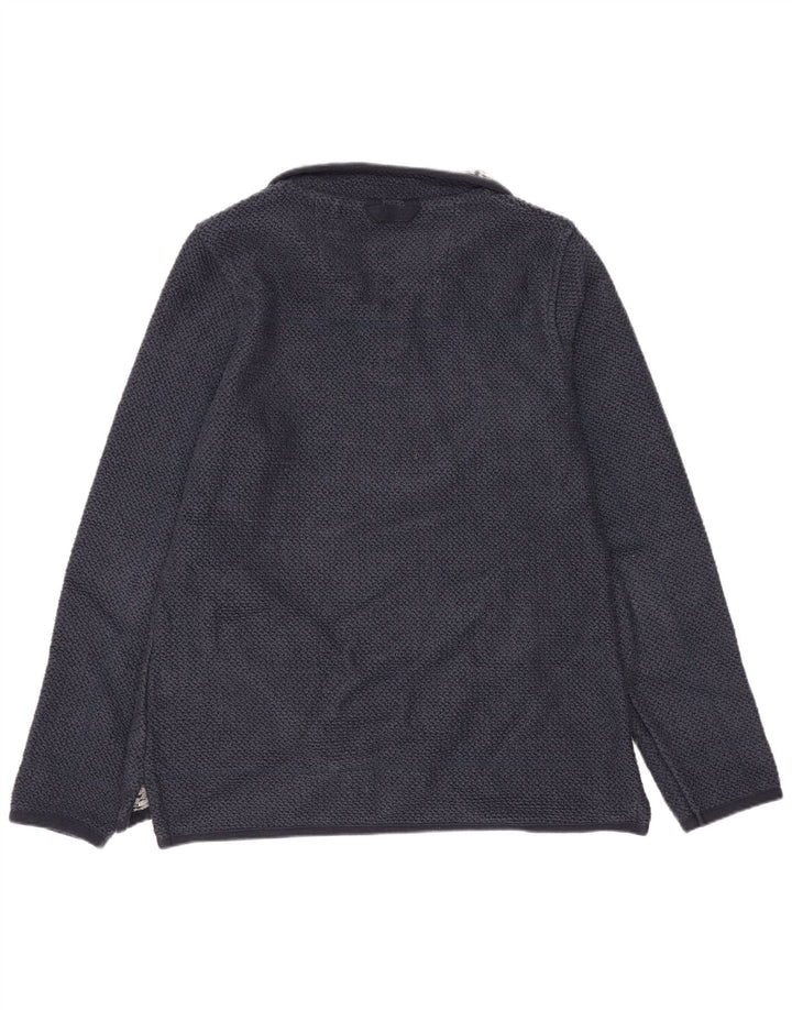 Weird Fish Womens Zip Neck Sweatshirt Jumper UK 12 Medium Navy Blue Cotton