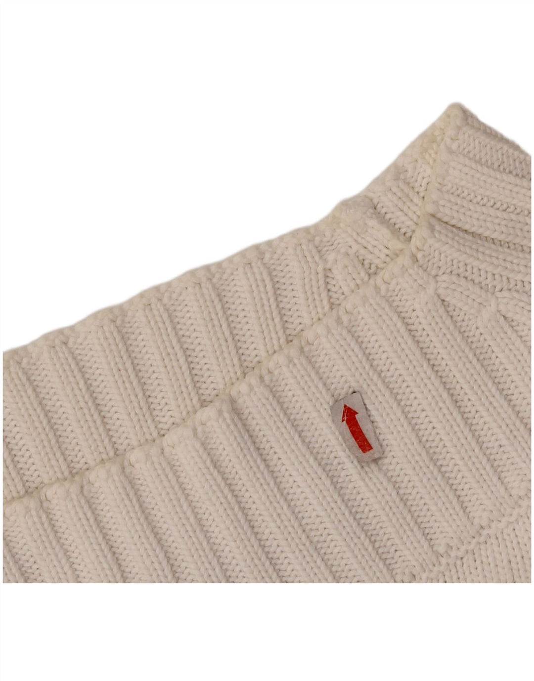 SISLEY Womens Crop Turtle Neck Jumper Sweater UK 10 Small White Cotton