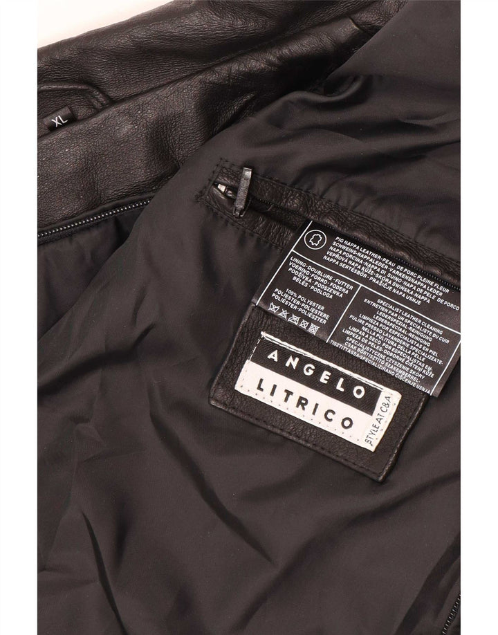 Angelo Litrico Mens Leather Jacket UK 42 XL Black