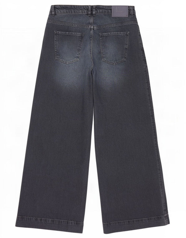 Zara Womens High Rise Wide Leg Jeans EU 40 Medium W30 L32 Navy Blue Cotton