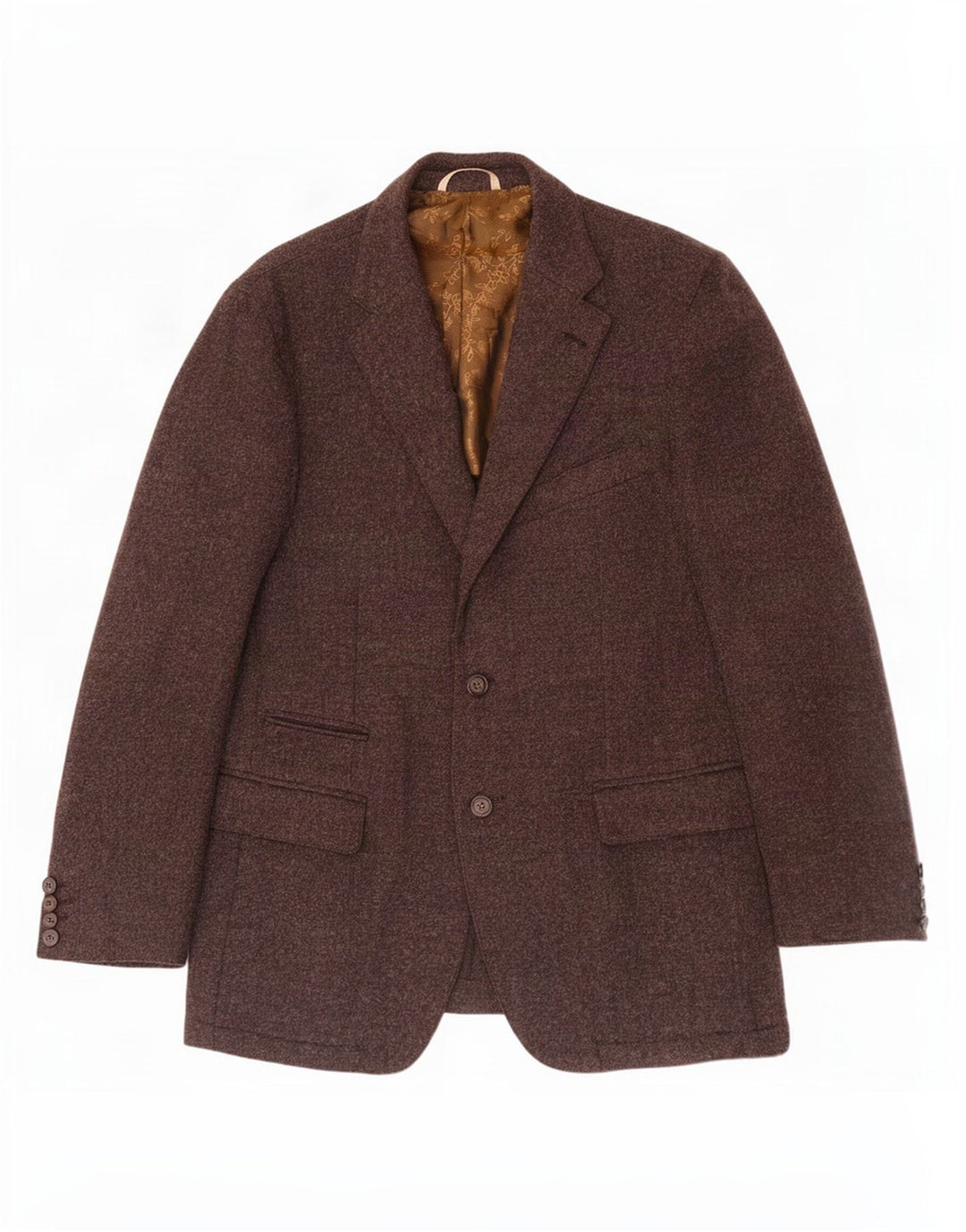 Fabio Inghirami Mens 2 Button Blazer Jacket IT 54 2XL Brown Virgin Wool