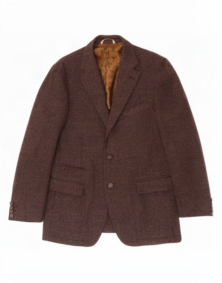 Fabio Inghirami Mens 2 Button Blazer Jacket IT 54 2XL Brown Virgin Wool