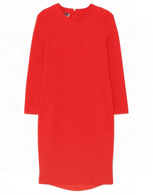Luisa Spagnoli Womens Long Sleeve Maxi Dress IT 44 Medium Red Acetate