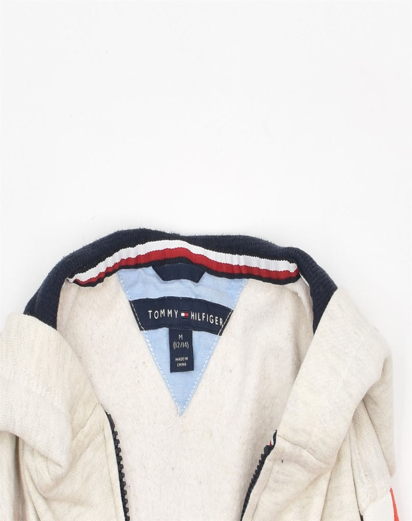 TOMMY HILFIGER Boys Graphic Zip Hoodie Sweater 12-13 Years Medium Off White | Vintage | Thrift | Second-Hand | Used Clothing | Messina Hembry 