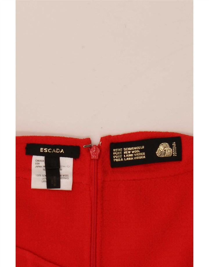 Escada Womens Straight Skirt IT 42 Medium W32 Red Wool