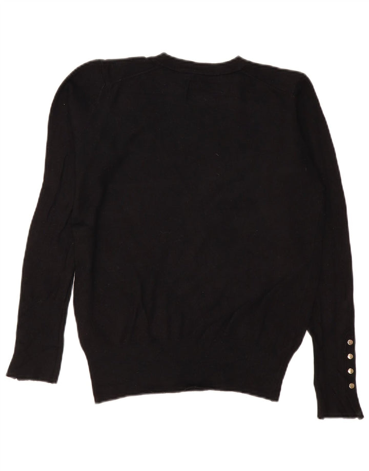 Zara Womens Crew Neck Jumper Sweater UK 14 Medium Black Viscose