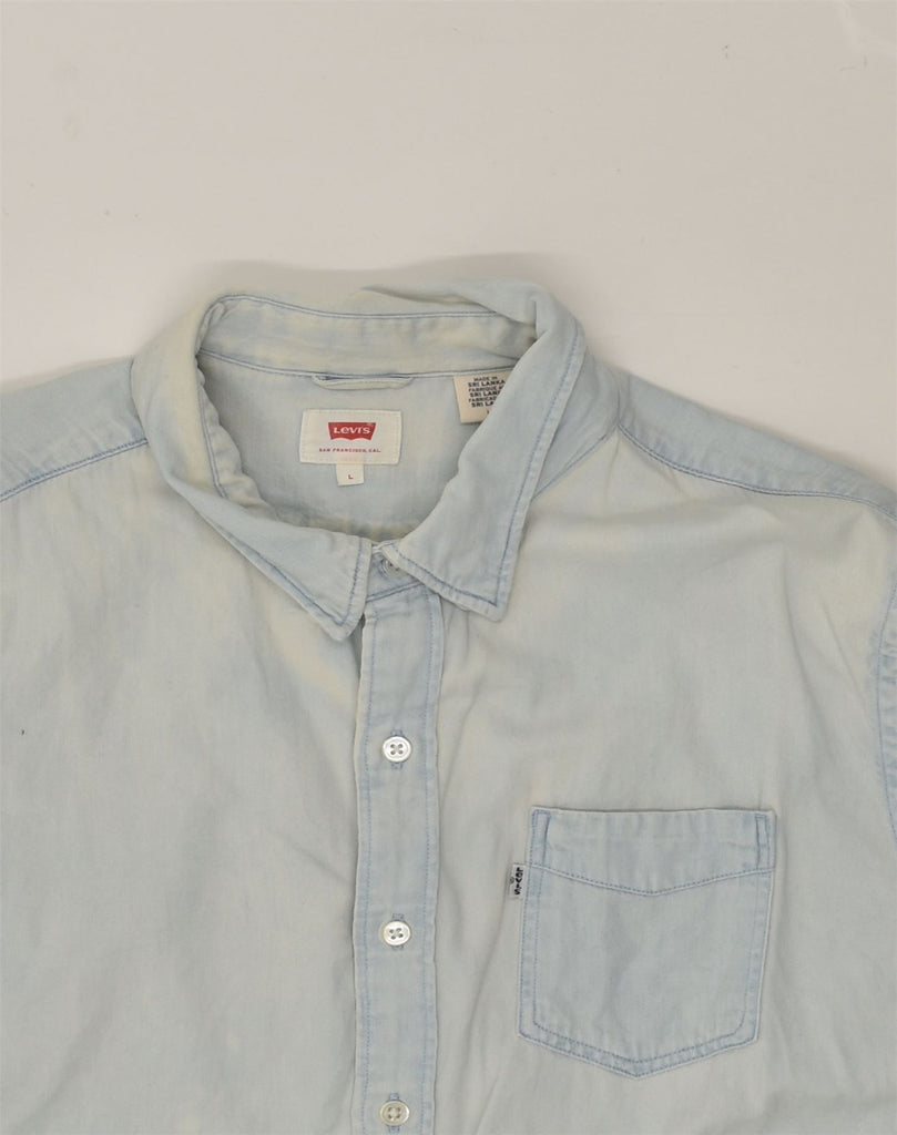 LEVI'S Mens Shirt Large Blue Cotton | Vintage Levi's | Thrift | Second-Hand Levi's | Used Clothing | Messina Hembry 