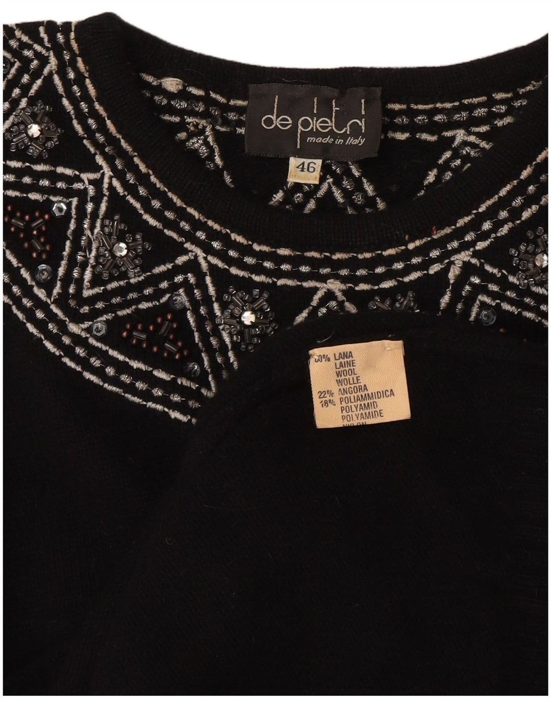 De Pietri Womens Jumper Dress IT 46 Large Black Floral Wool