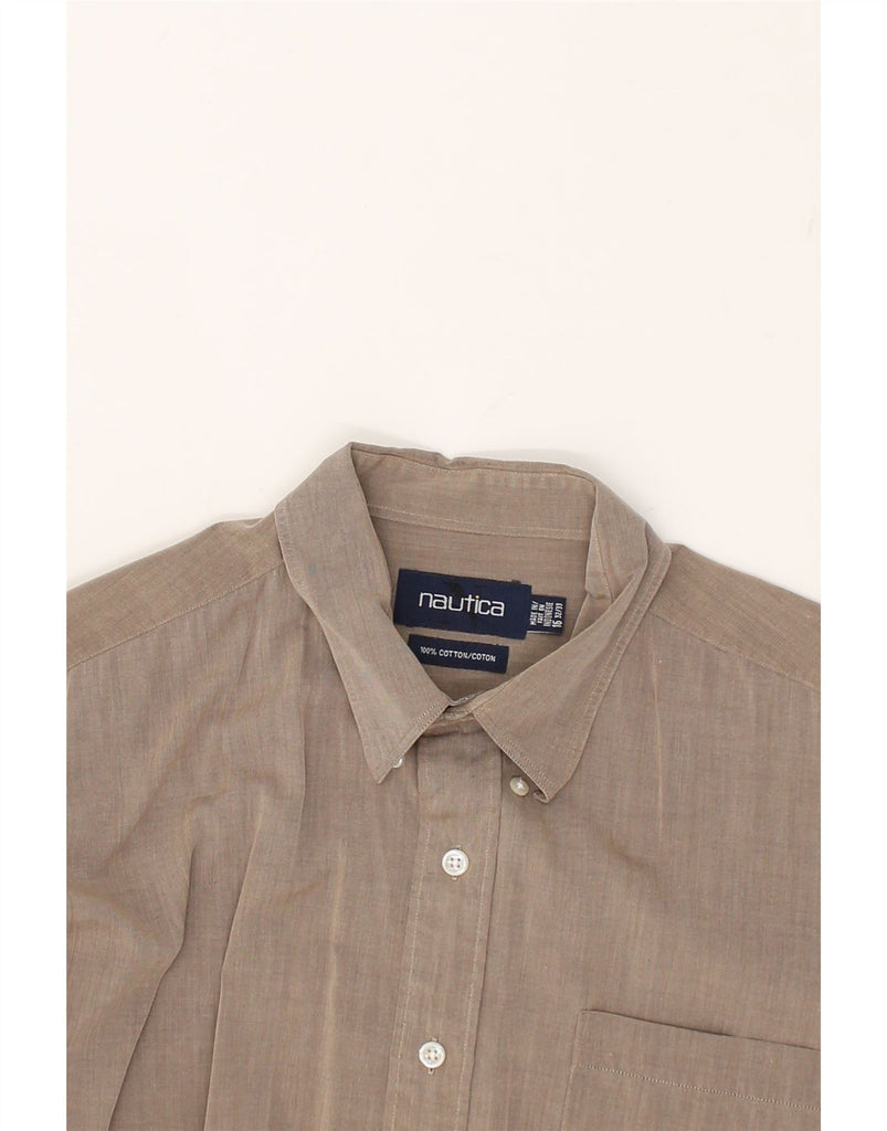 NAUTICA Mens Shirt Size 16 Large Beige Cotton | Vintage Nautica | Thrift | Second-Hand Nautica | Used Clothing | Messina Hembry 