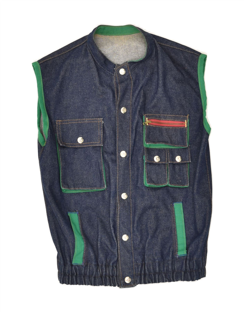 VINTAGE Mens Denim Gilet UK 36 Small Navy Blue Cotton | Vintage Vintage | Thrift | Second-Hand Vintage | Used Clothing | Messina Hembry 