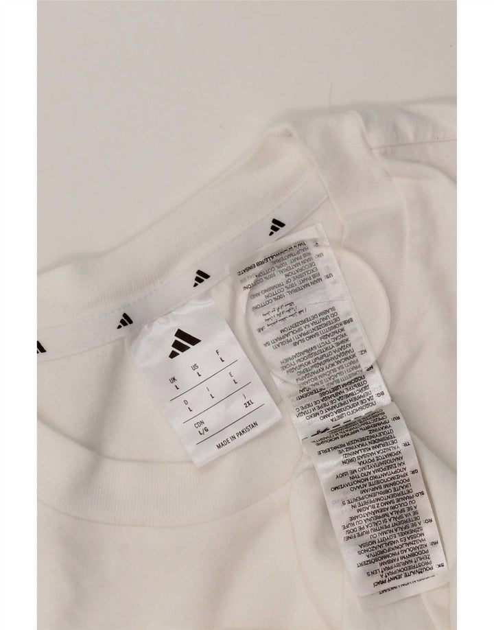 Adidas Mens T-Shirt Top Large White Cotton