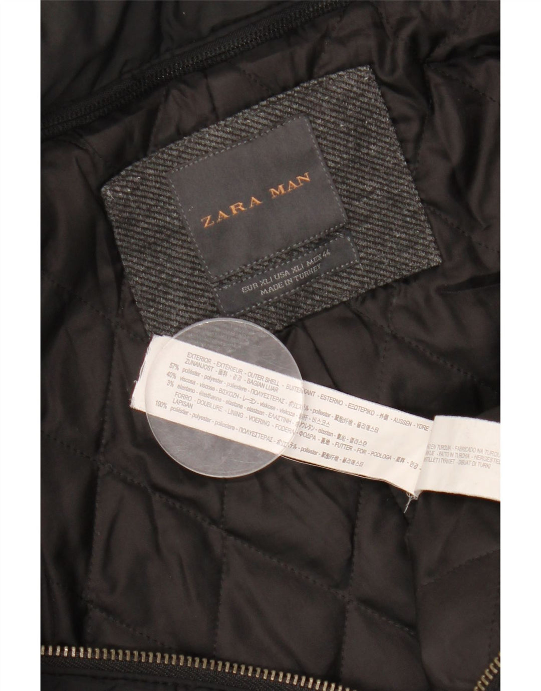 ZARA Mens Overcoat UK 42 XL Grey Polyester