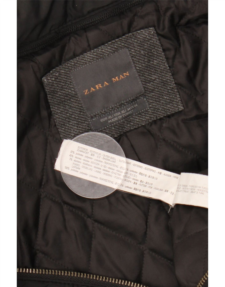 ZARA Mens Overcoat UK 42 XL Grey Polyester