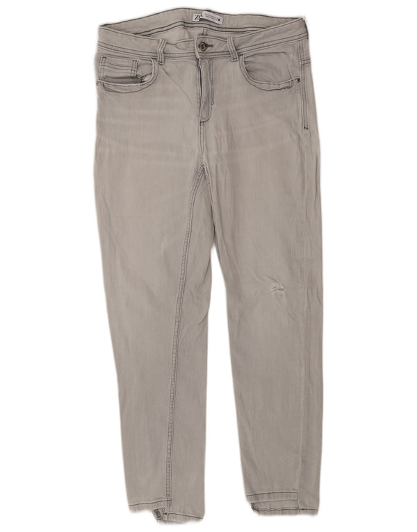 Zara Womens Distressed Skinny Jeans EU 44 Large W34 L26 Grey