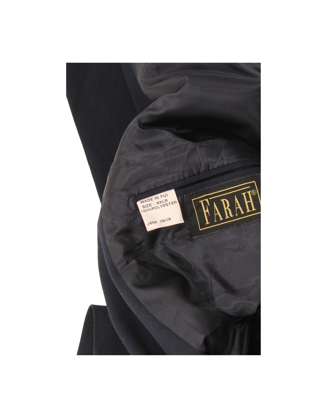 FARAH Mens 2 Button Blazer Jacket UK 44 2XL Navy Blue Polyester Vintage Farah and Second-Hand Farah from Messina Hembry 