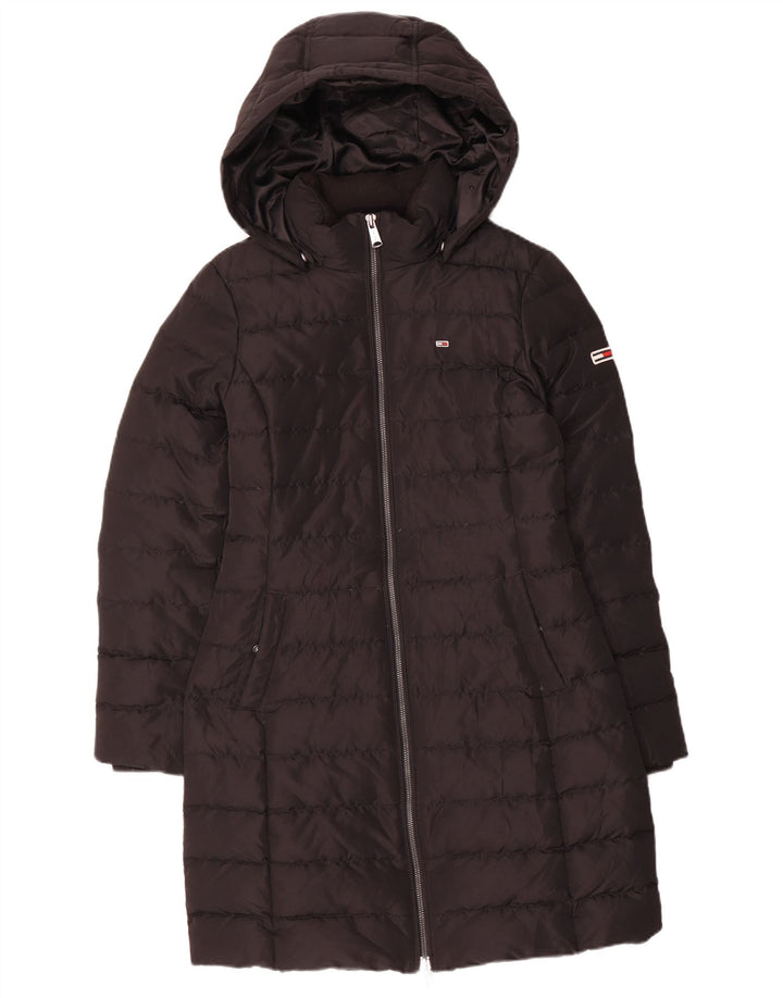 Tommy Hilfiger Womens Hooded Padded Coat UK 10 Small Black Polyester