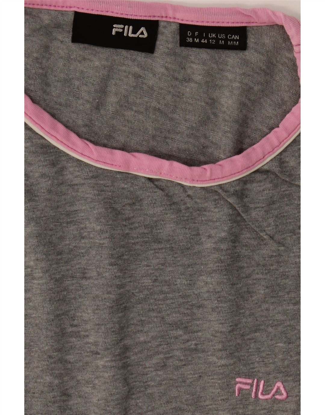 FILA Womens T-Shirt Top UK 12 Medium Grey Cotton Vintage Fila and Second-Hand Fila from Messina Hembry 