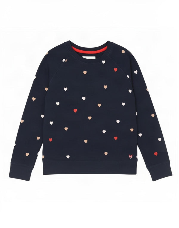 Crew Clothing Womens Sweatshirt Jumper UK 8 Small Navy Blue Heart