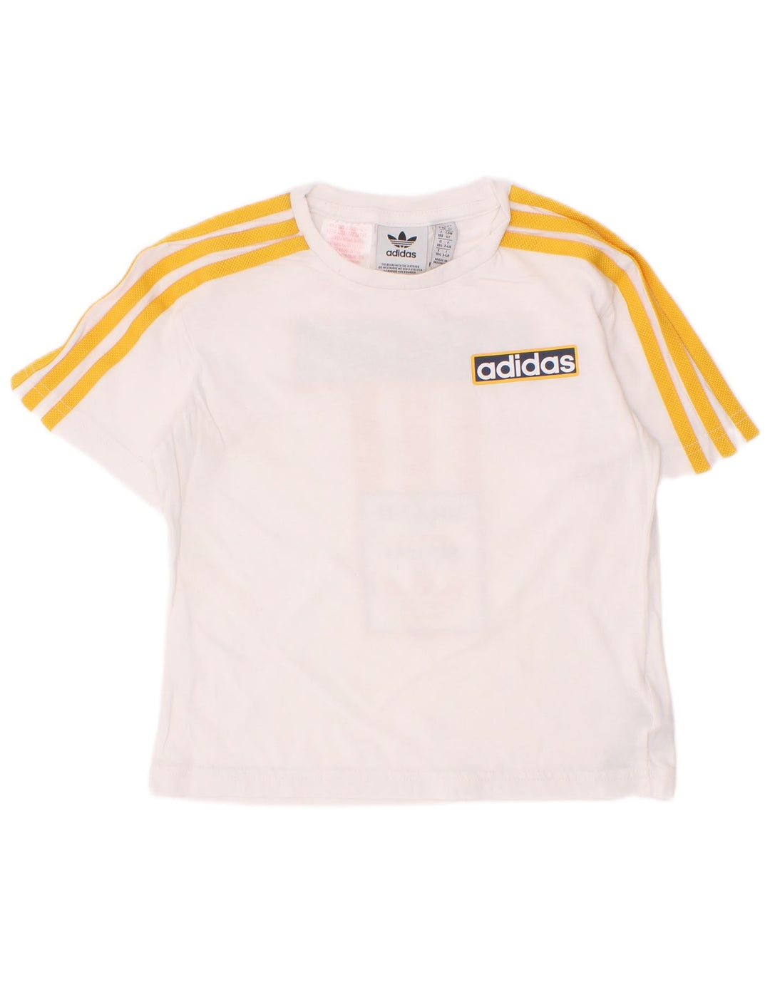 Adidas Boys Graphic T-Shirt Top 3-4 Years White Cotton